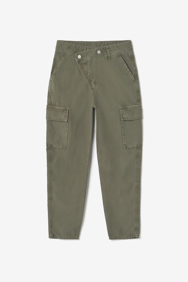 Pantalon Cosy Army kaki à fermeture asymétrique