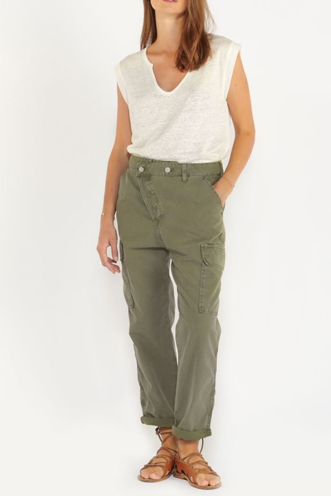 Pantalon Cosy Army kaki à fermeture asymétrique