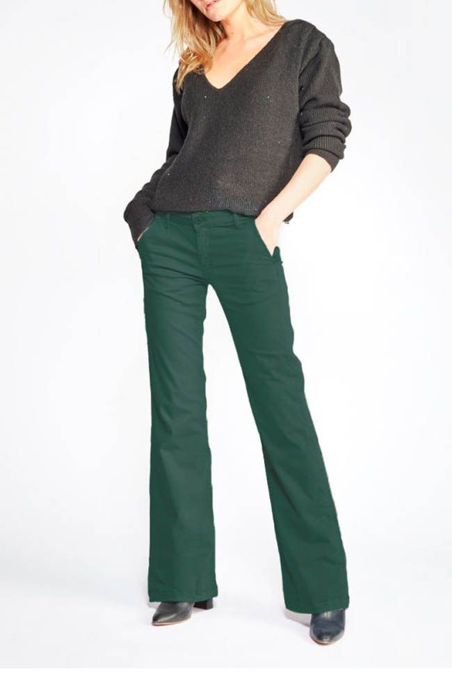 Pantalon Flare Joelle vert sapin