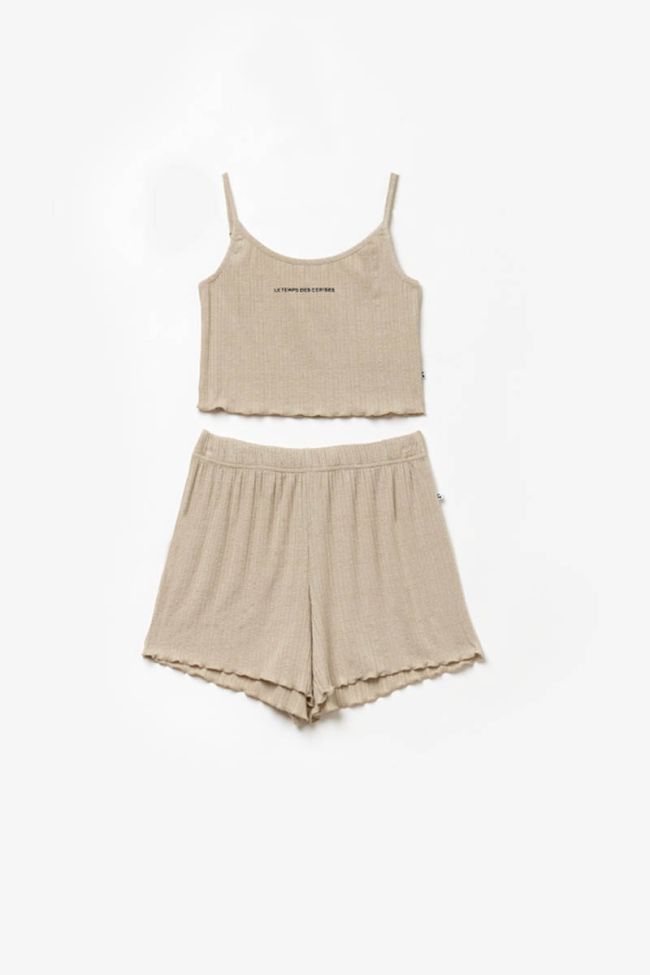 Ensemble Santagi crop top et short beige