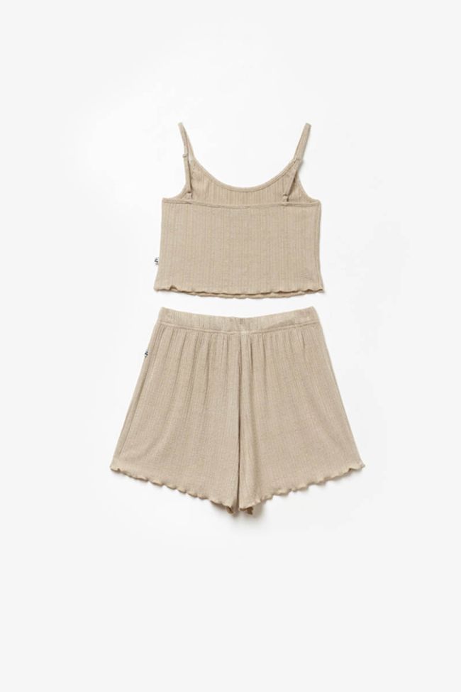 Ensemble Santagi crop top et short beige