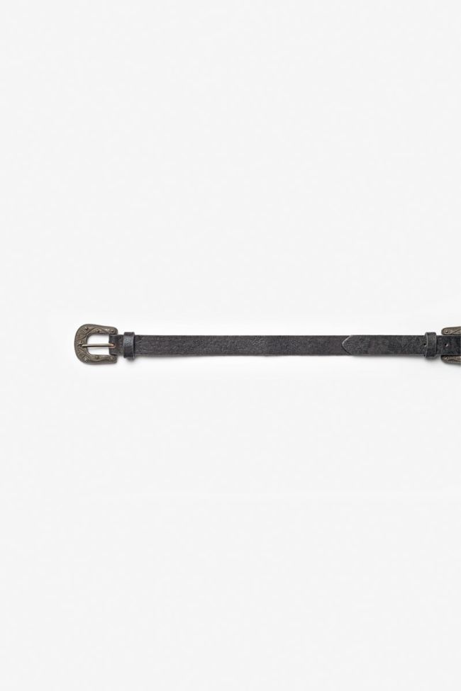 Ceinture Loria en cuir noir brillant