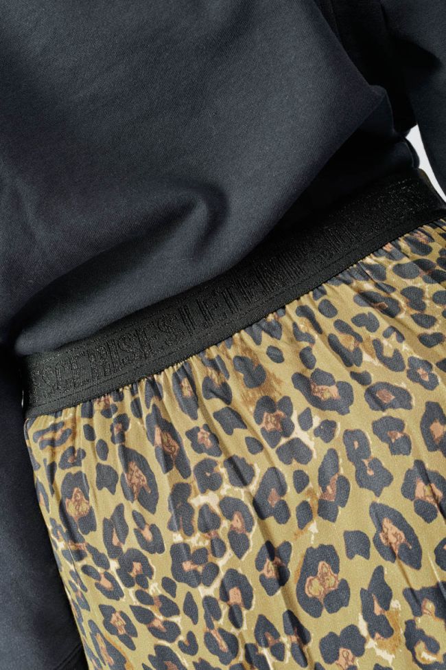 Jupe longue Alexine léopard kaki