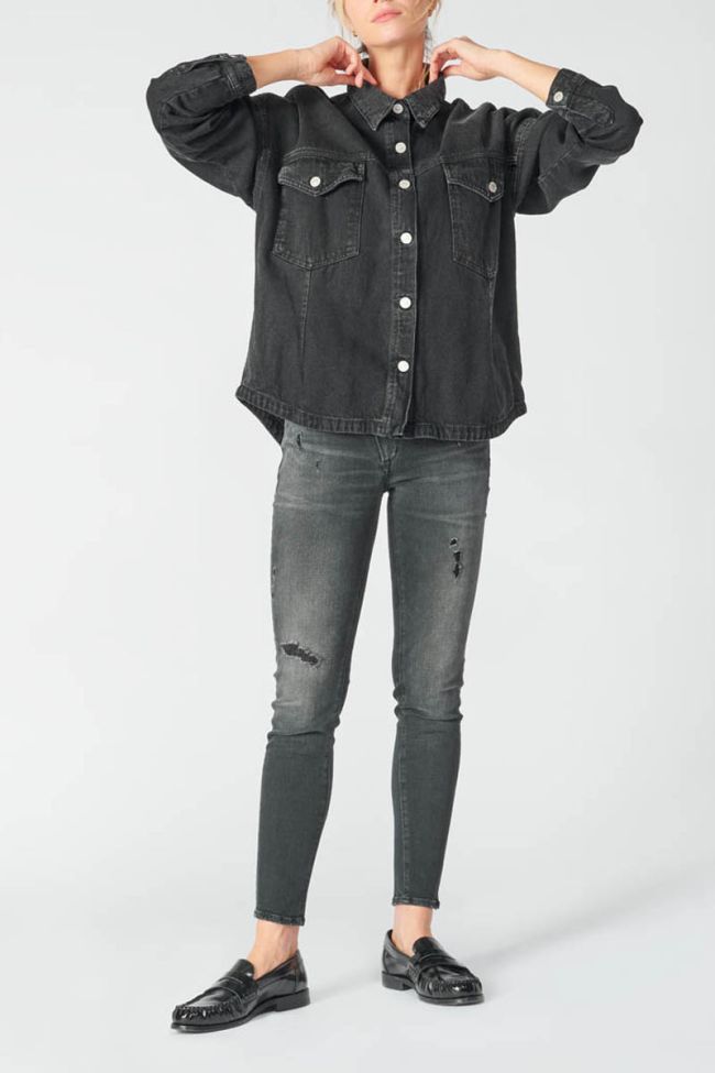 Veste Eliza en jeans noir délavé