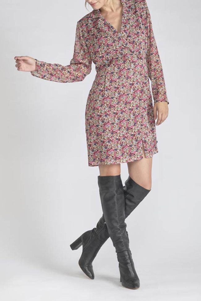 Robe Habbes à motif fleuri rose