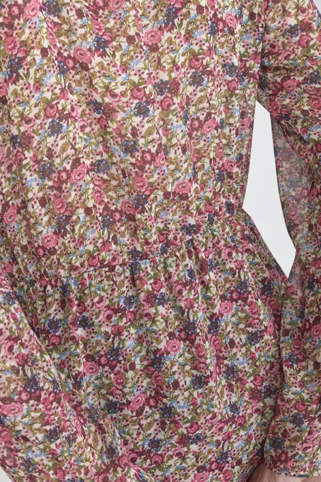 Robe Habbes à motif fleuri rose