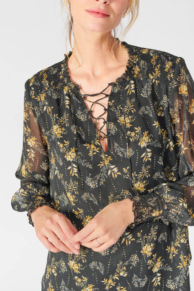 Blouse Ioshi noire à motif floral