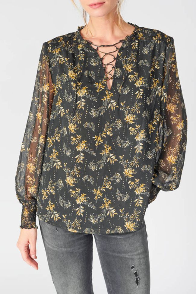 Blouse Ioshi noire à motif floral