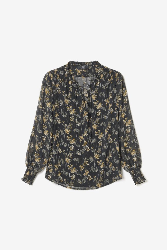 Blouse Ioshi noire à motif floral