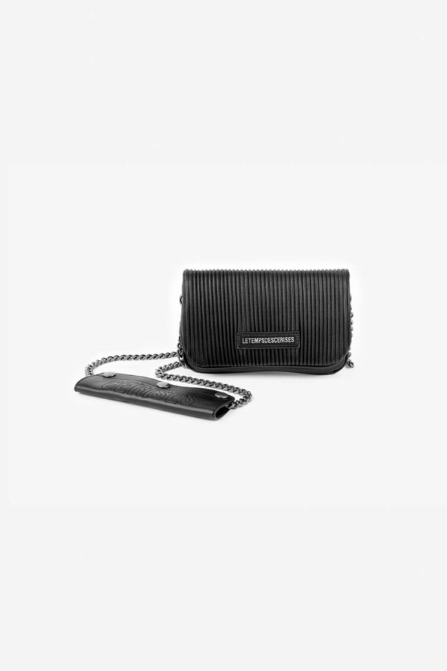 Mini sac à bandoulière Jade noir plissé