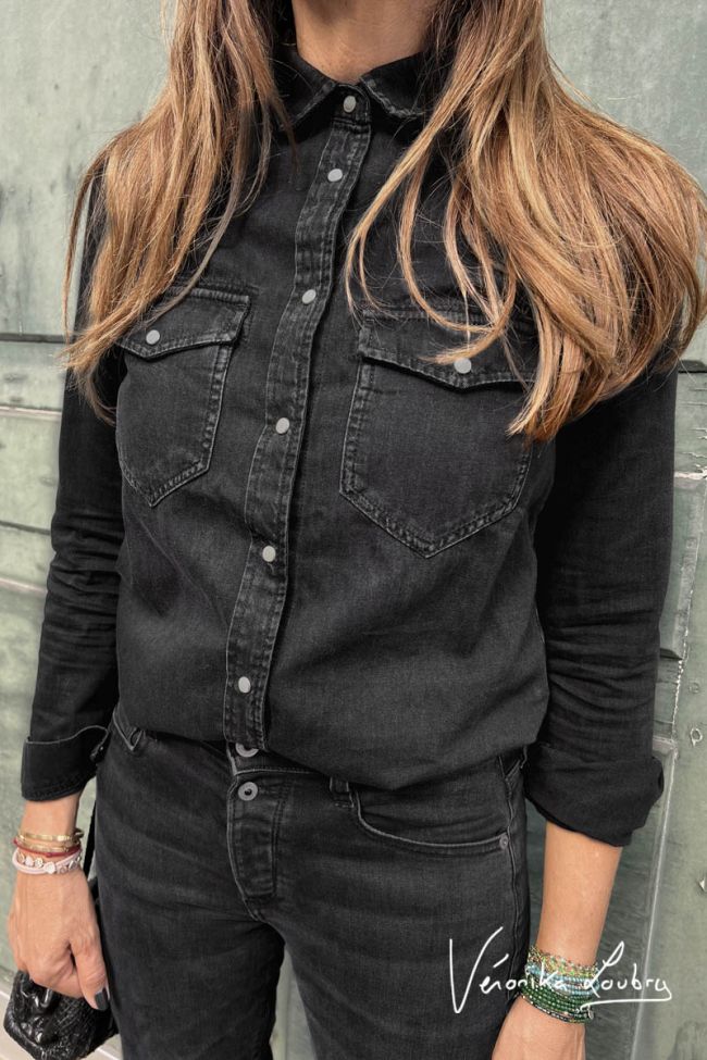 Chemise en jeans Josy noire by Véronika Loubry