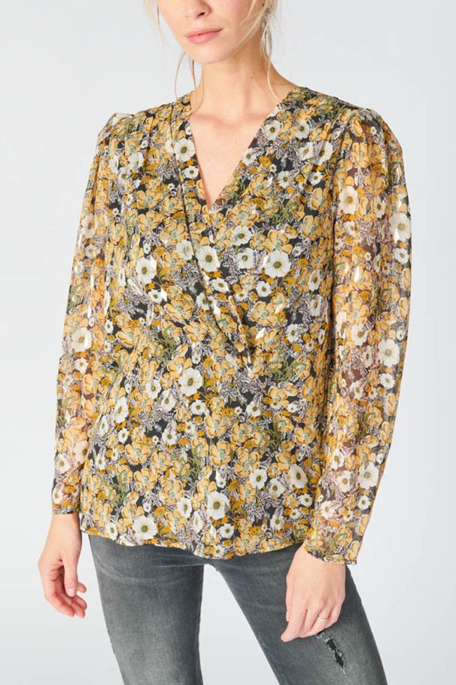 Blouse Latin à motif fleuri ocre