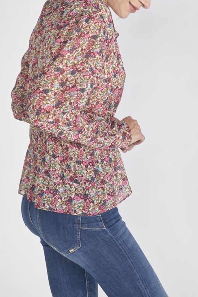 Blouse Magda à motif fleuri rose