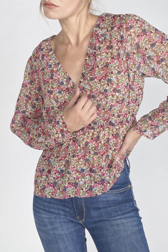 Blouse Magda à motif fleuri rose