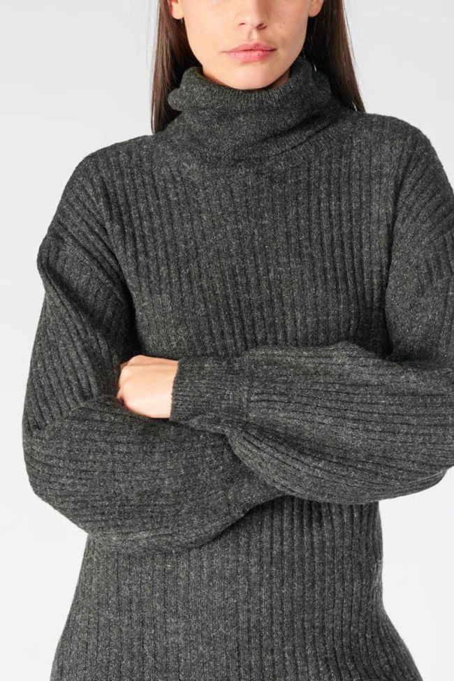 Robe pull longue Marimet gris foncé chiné