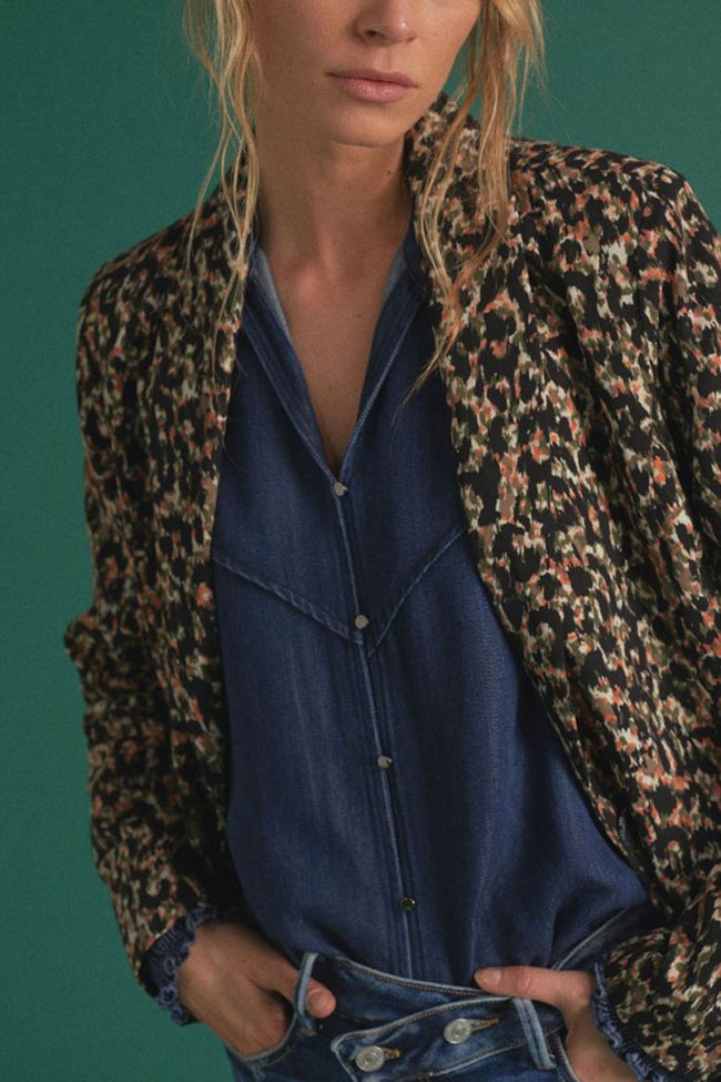 Veste blazer Myrtle à motif léopard kaki