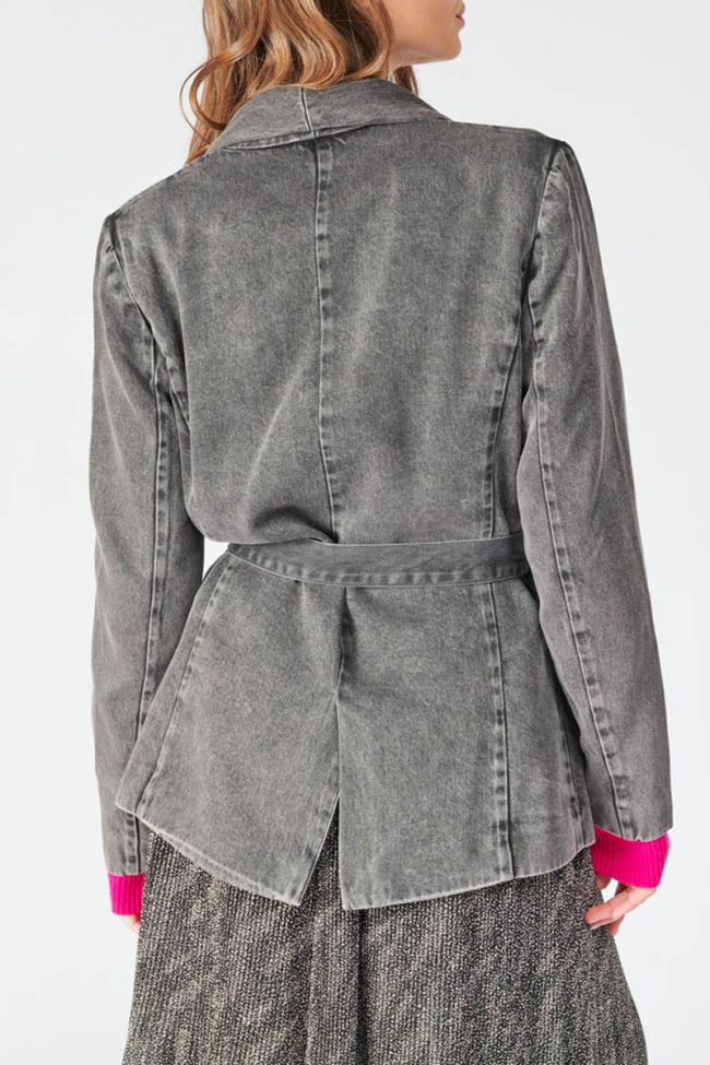 Veste blazer Paoubis en tencel gris