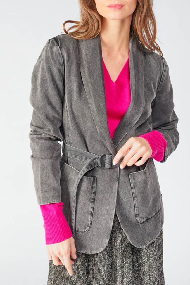 Veste blazer Paoubis en tencel gris