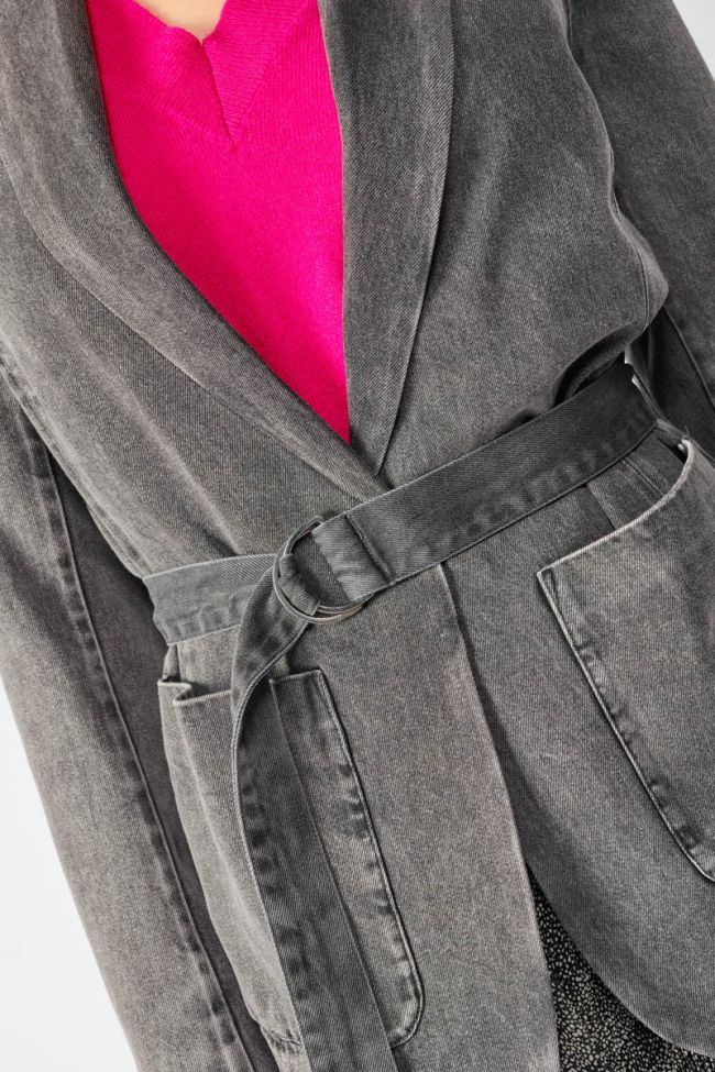 Veste blazer Paoubis en tencel gris