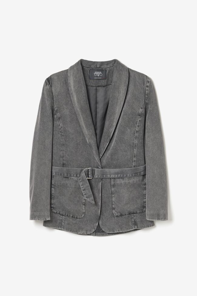 Veste blazer Paoubis en tencel gris