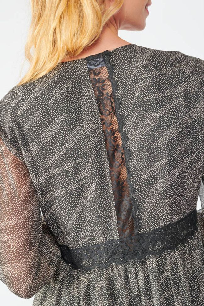 Robe Rena noire à motif animalier