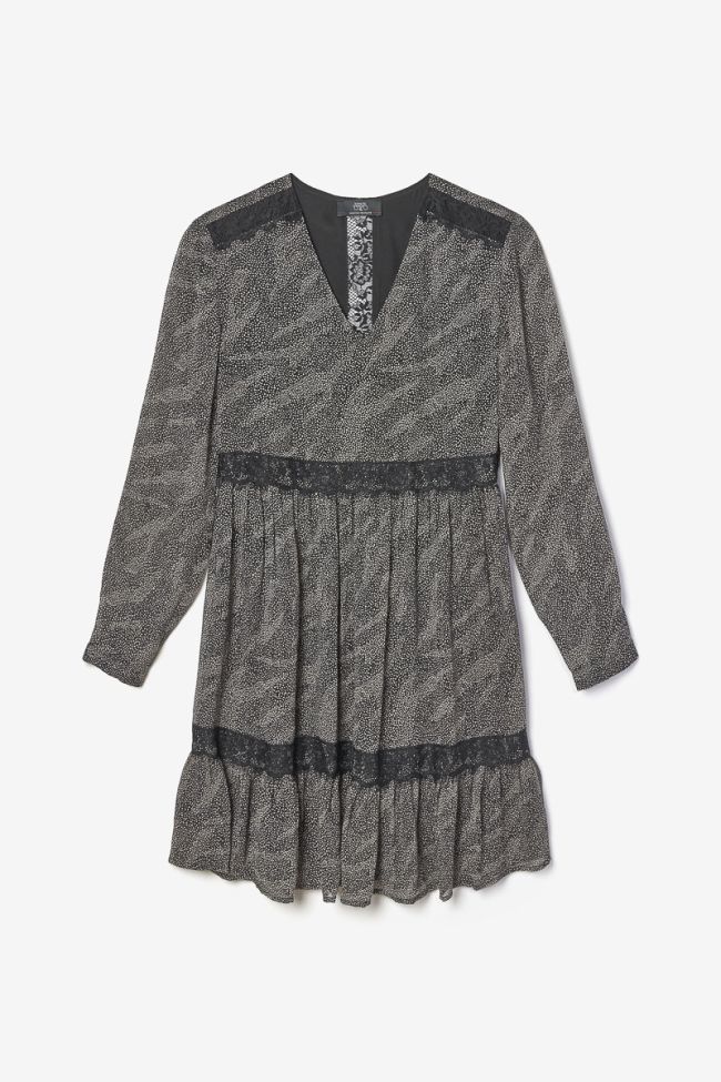 Robe Rena noire à motif animalier