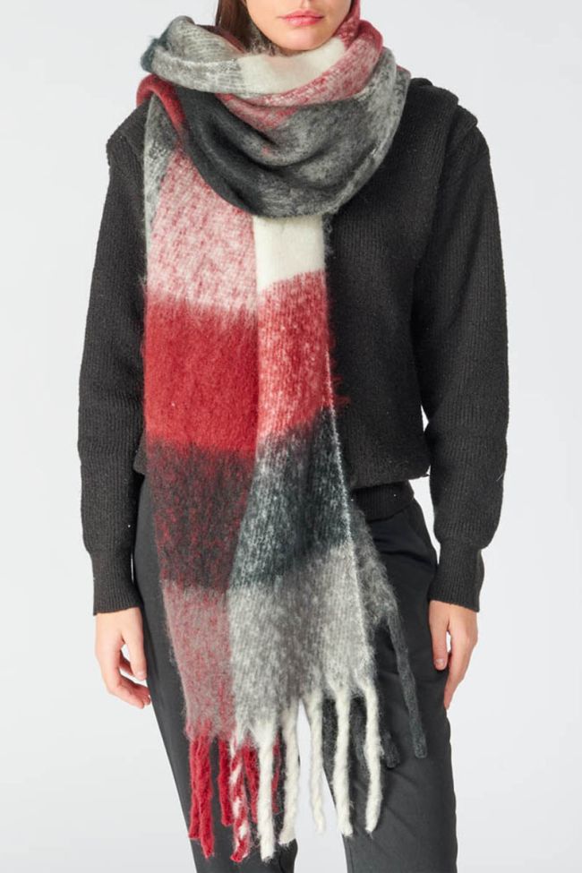 Echarpe Rhin à gros carreaux bordeaux