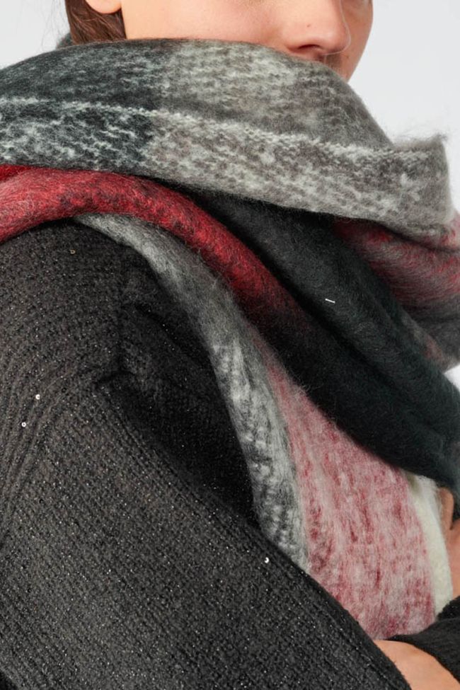 Echarpe Rhin à gros carreaux bordeaux