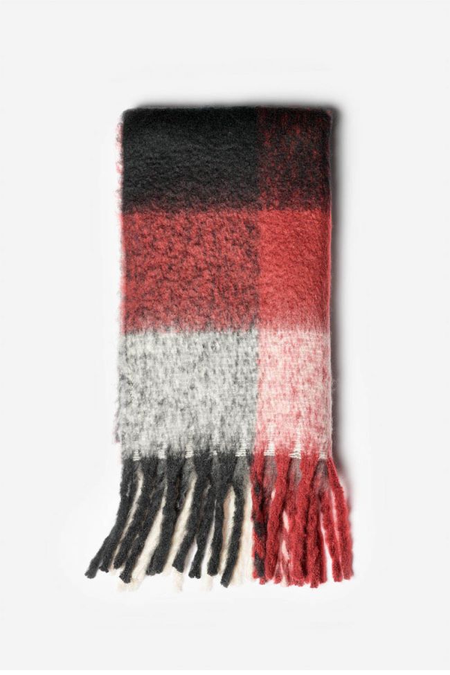 Echarpe Rhin à gros carreaux bordeaux