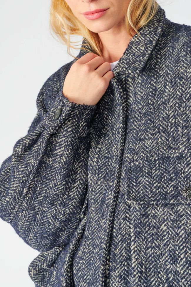 Veste courte Sarah bleu nuit à chevrons