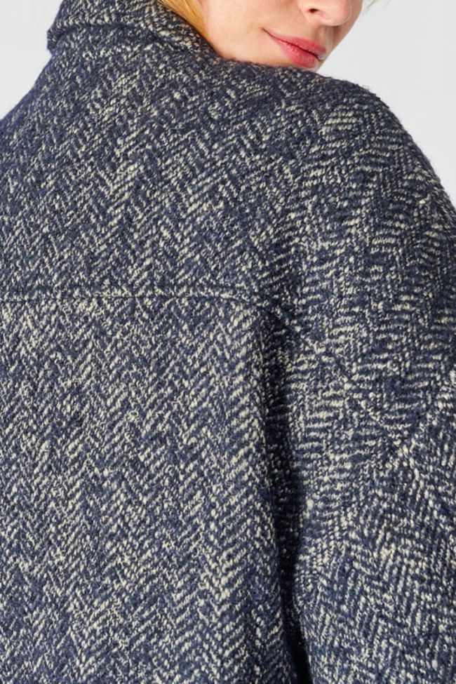 Veste courte Sarah bleu nuit à chevrons