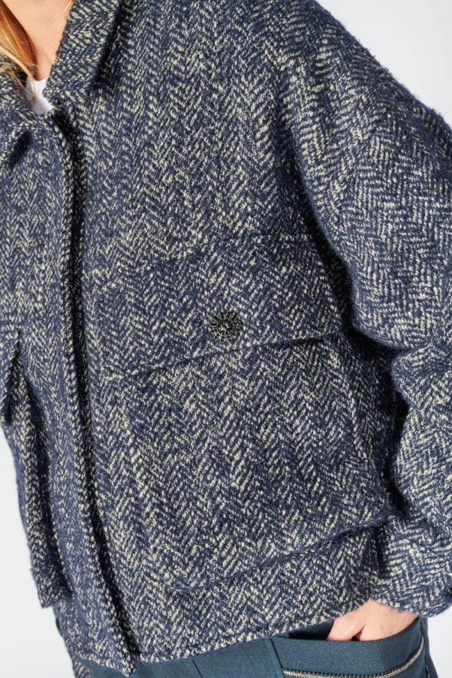 Veste courte Sarah bleu nuit à chevrons