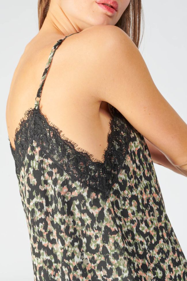 Caraco Scott à motif léopard kaki et noir