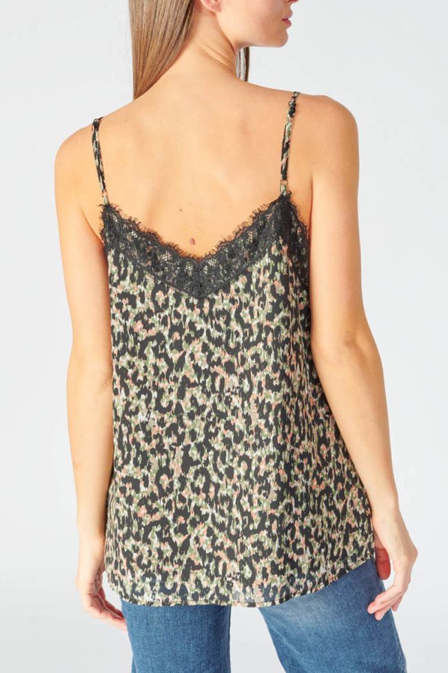 Caraco Scott à motif léopard kaki et noir