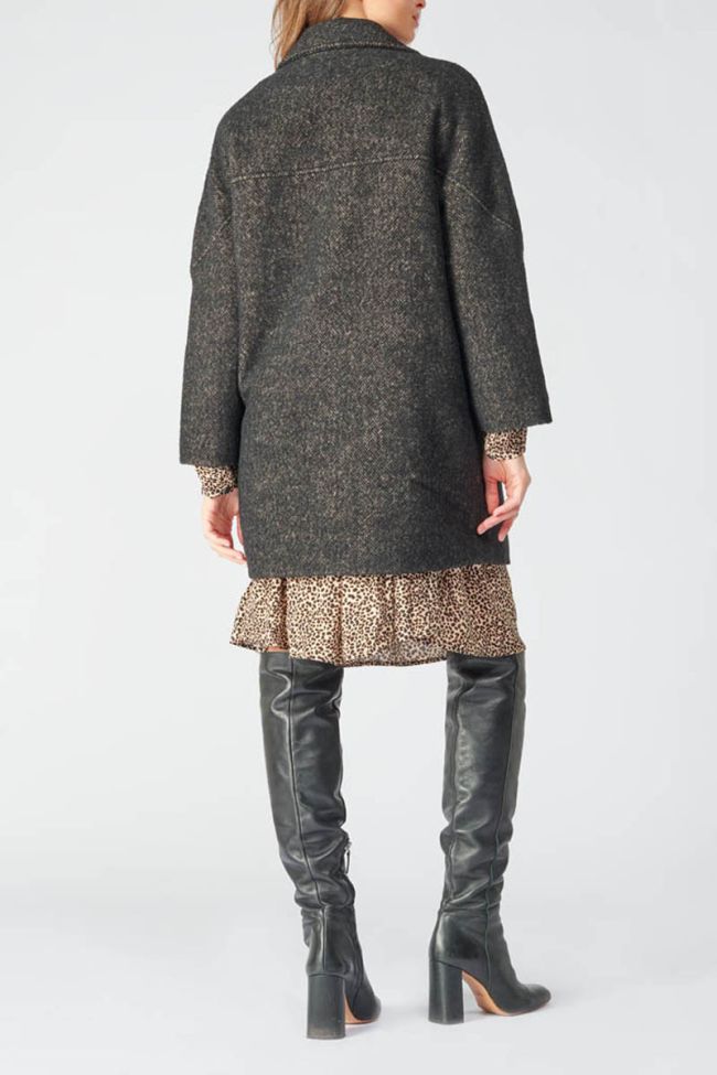 Manteau Shaw marron à motif chevrons