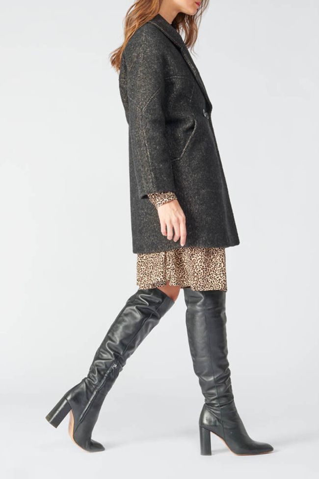 Manteau Shaw marron à motif chevrons