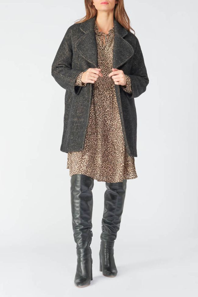 Manteau Shaw marron à motif chevrons