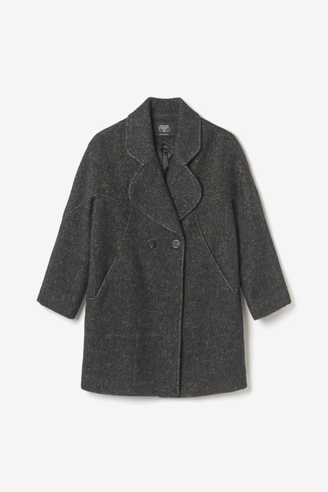 Manteau Shaw marron à motif chevrons