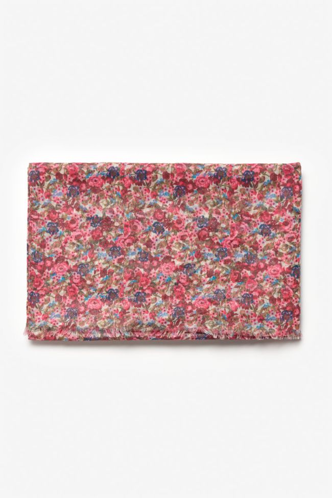 Foulard Tresa à motif fleuri rose