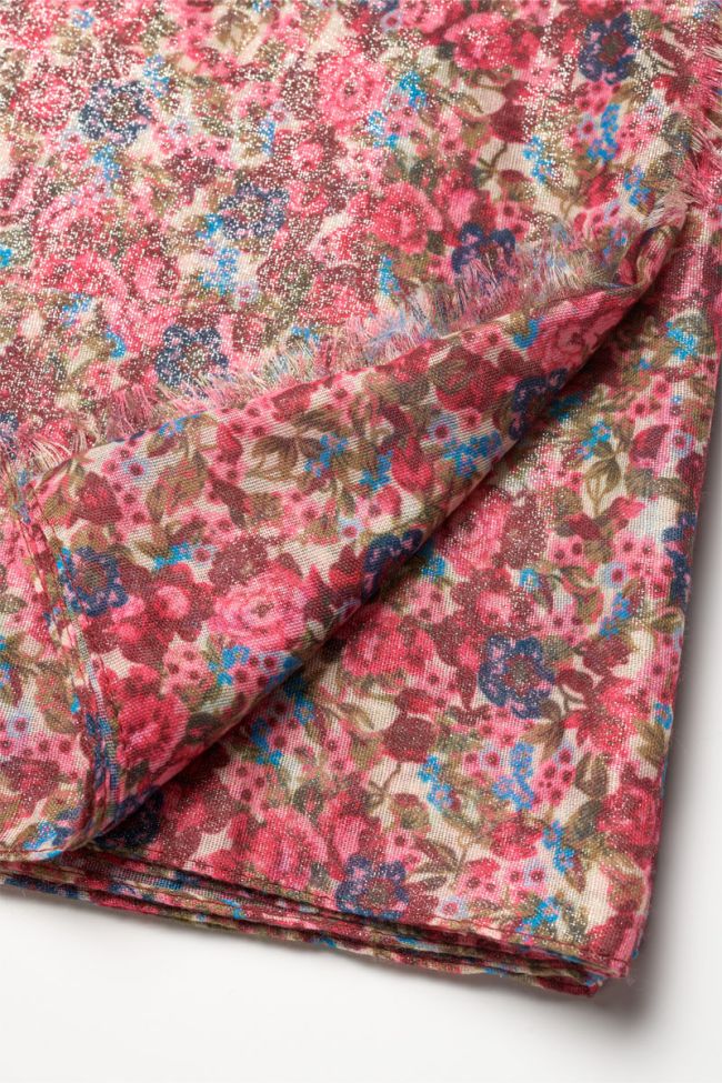 Foulard Tresa à motif fleuri rose