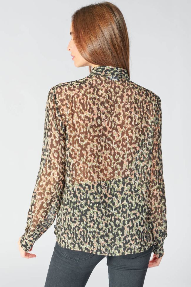 Chemise Wilson à motif léopard kaki et noir