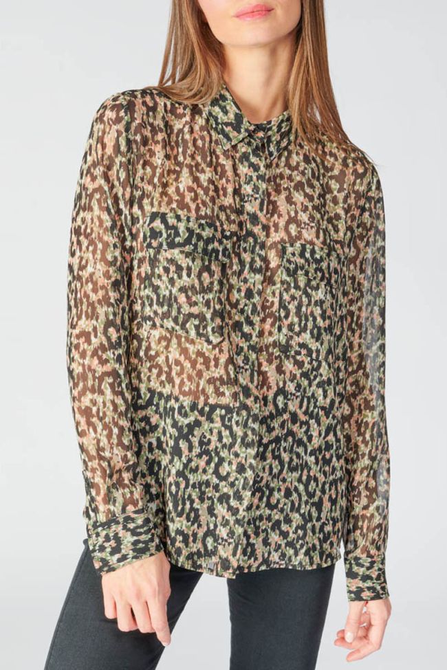 Chemise Wilson à motif léopard kaki et noir