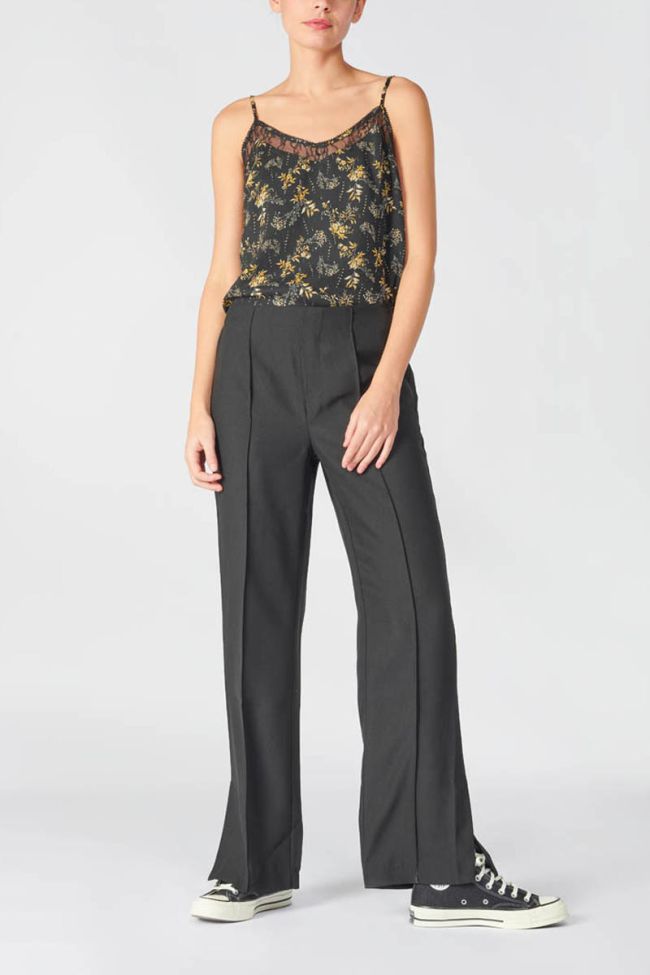 Caraco Ying noir à motif floral