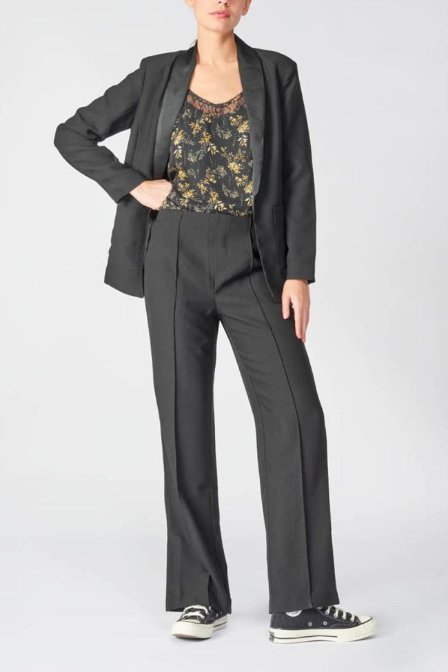 Caraco Ying noir à motif floral