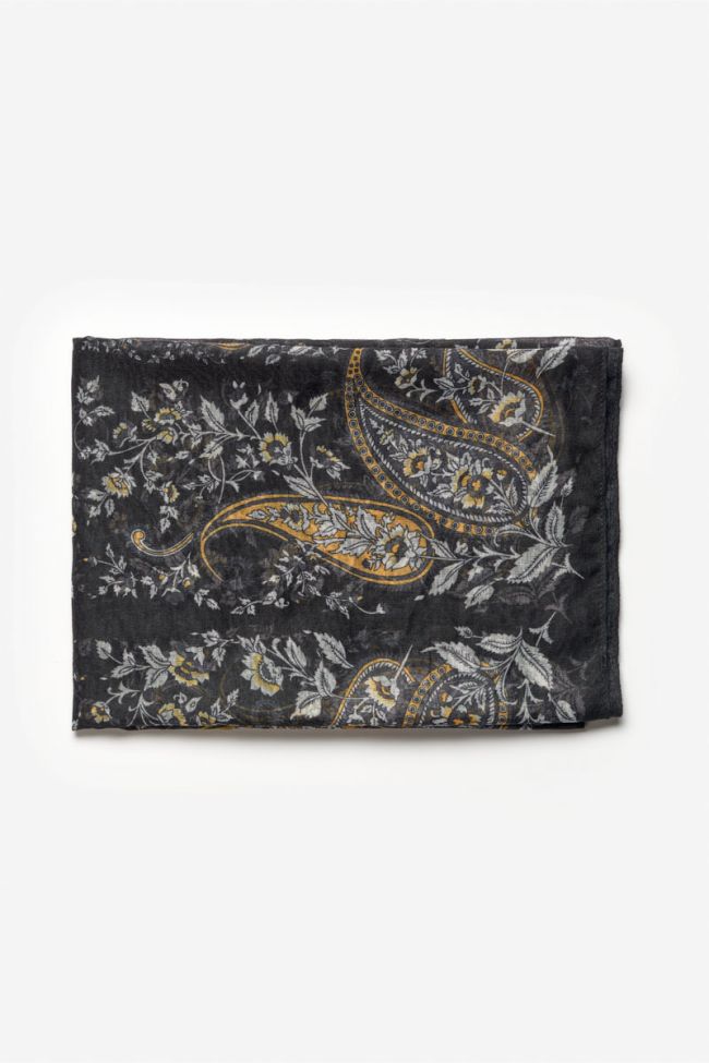 Foulard Zuzana noir à motif floral