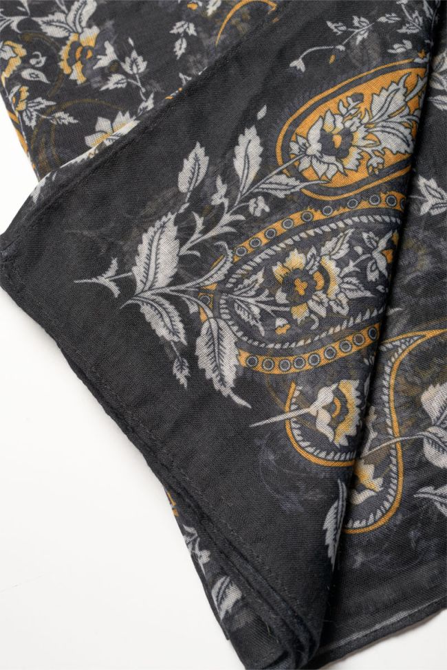Foulard Zuzana noir à motif floral