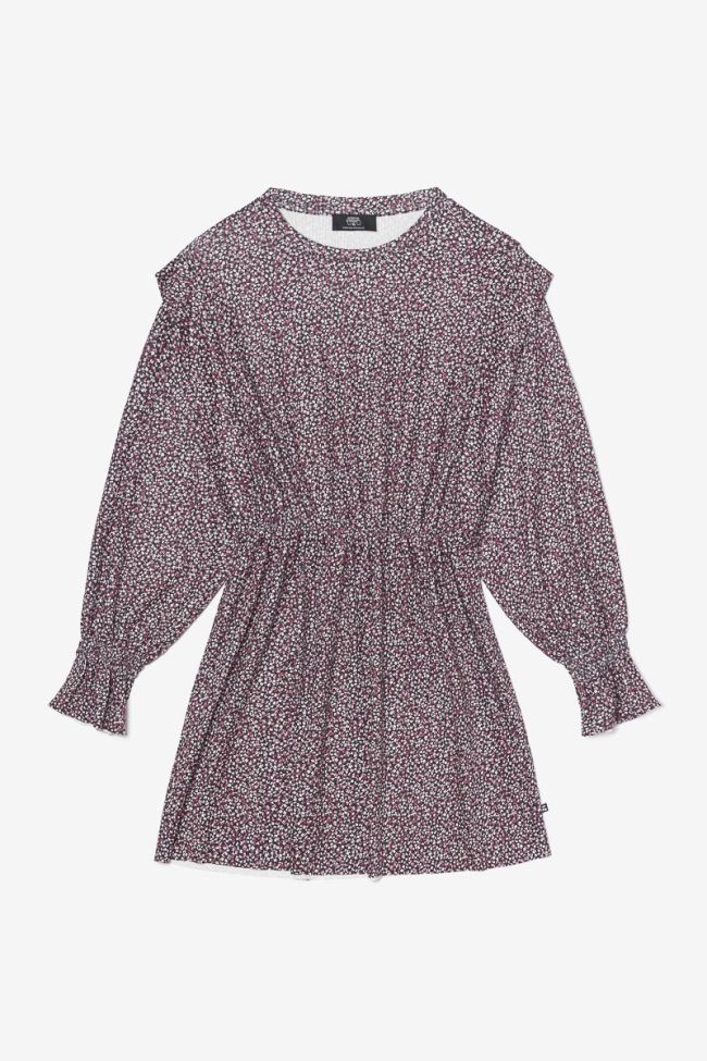 Robe Algagi noire à motif fleuri rose