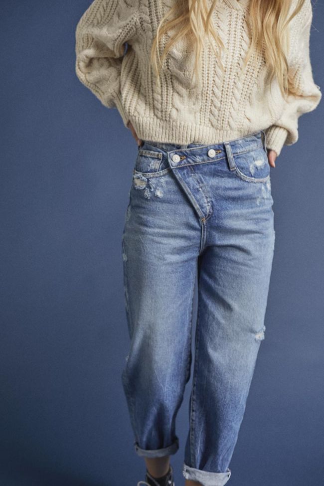 Jeans boyfit Cosa 7/8ème destroy vintage bleu N°4