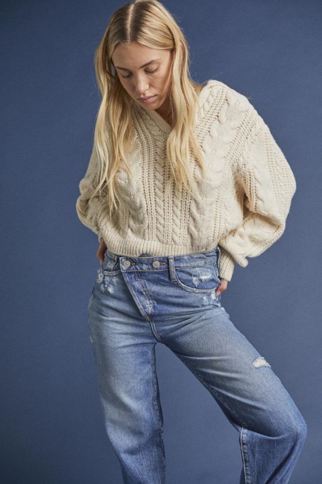 Jeans boyfit Cosa 7/8ème destroy vintage bleu N°4