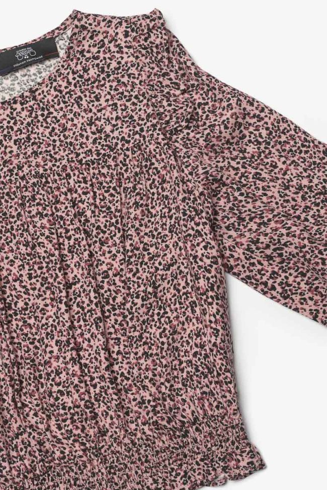 Blouse Midgi rose à motif léopard